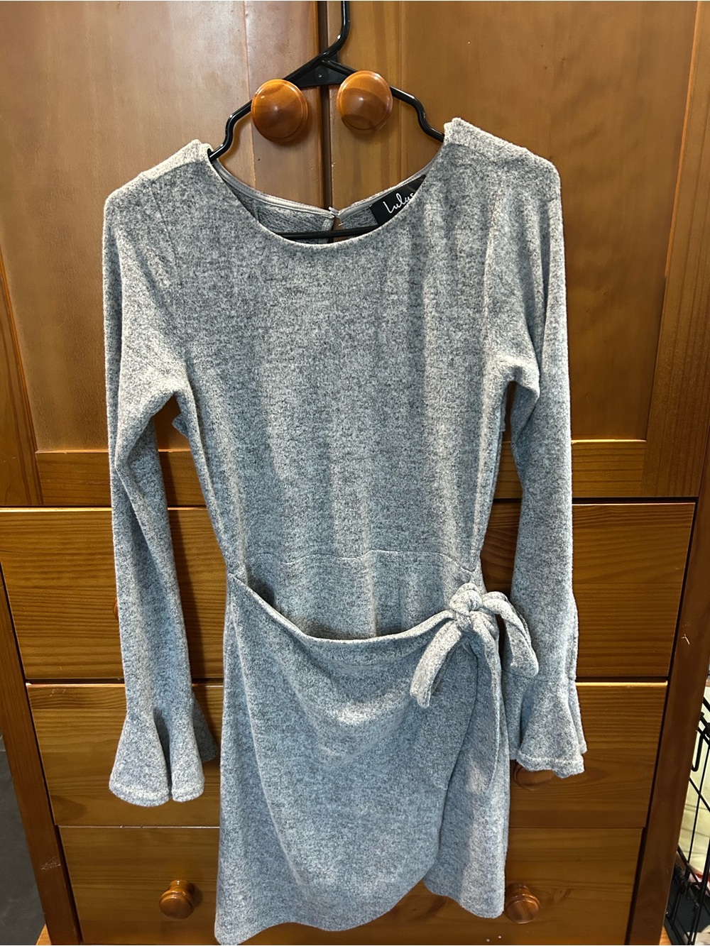 Lulu's favorite Heather Gray Long-Sleeve Tie-Waist Dress